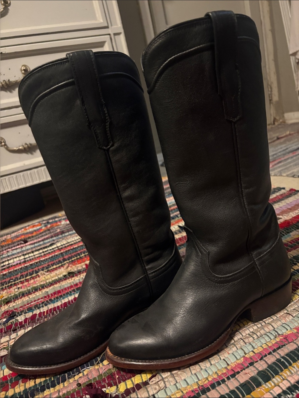 Tecovas Black Tall Leather Western Boots